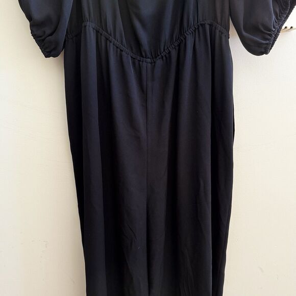 Theory Silk Classic GGT Jumpsuit Off the Shoulder Georgette Black M Boho Chic - Picture 15 of 16